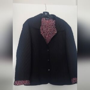 Tara Jones Black Quilted Blazer with Patterned Lining